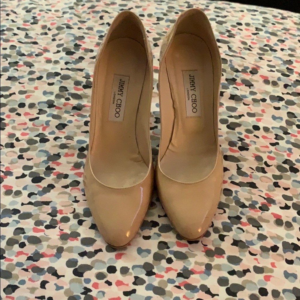 Jimmy Choo Nude Patent Leather Heels